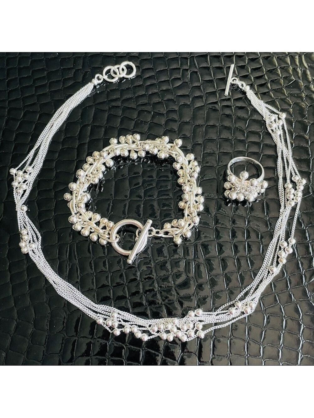 DNA Ball Grape Bead Sterling Silver Bracelet, Necklace, Ring